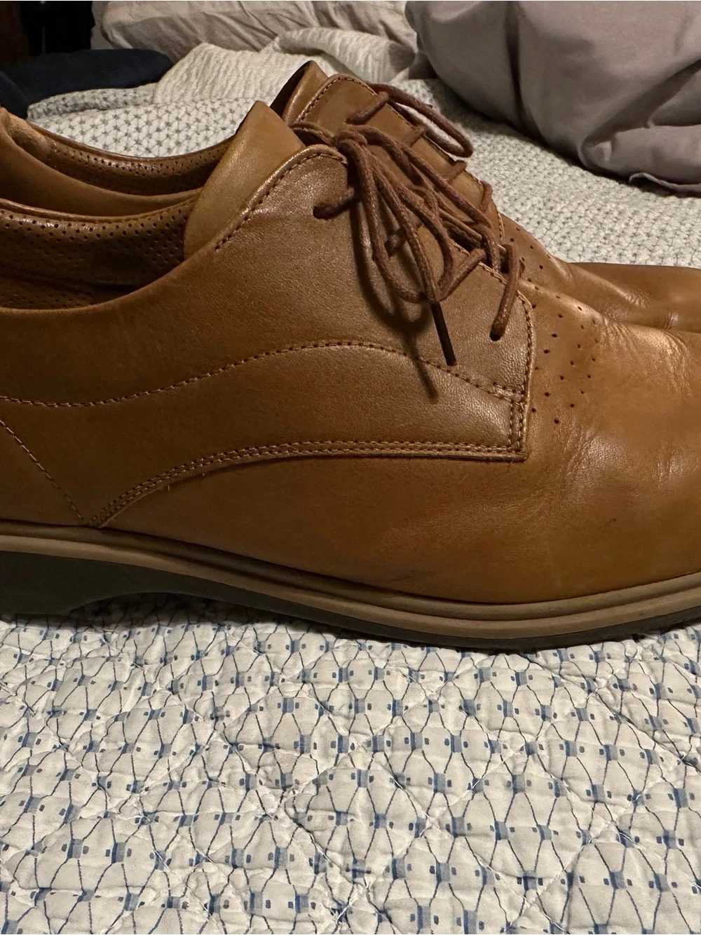 Amberjack Men’s The Original Full Grain Leather Dress Shoes Honey Tan Size 13